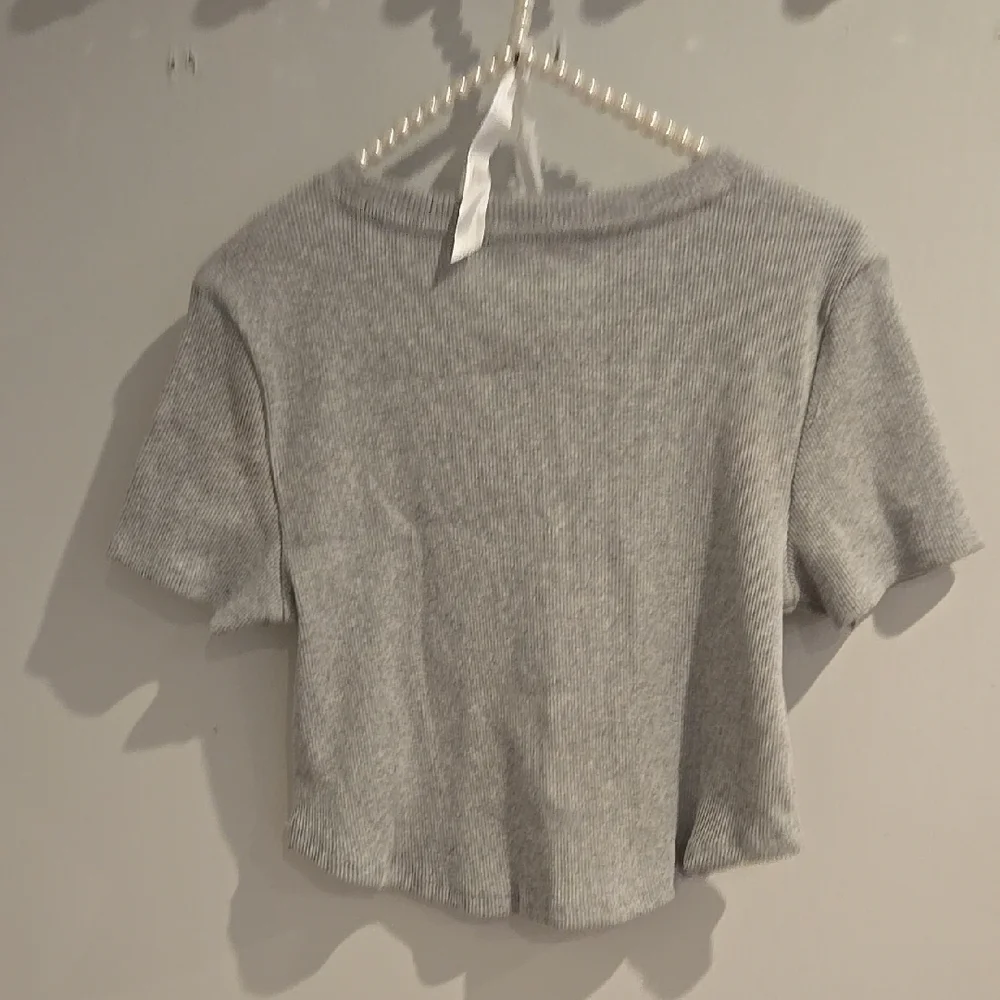 Gray Cropped Top with Green Graphic - Picture 5 of 5